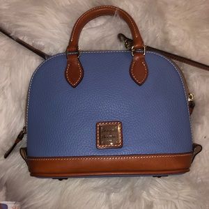 Blue and tan Dooney & Bourke crossbody purse